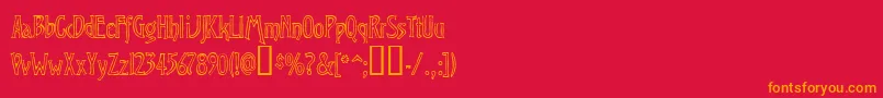 フォントVirop – 赤い背景にオレンジの文字