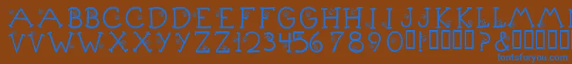 フォントKrLittleBuzz – 茶色の背景に青い文字