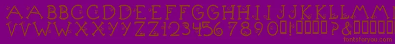 KrLittleBuzz-Schriftart – Braune Schriften auf violettem Hintergrund