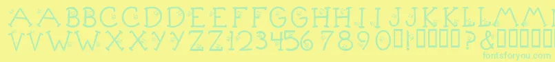 フォントKrLittleBuzz – 黄色い背景に緑の文字