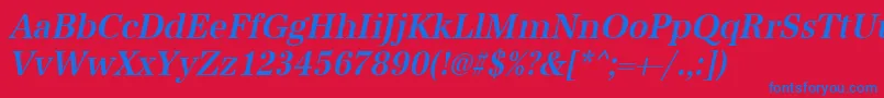 UrwantiquatmedextnarOblique Font – Blue Fonts on Red Background