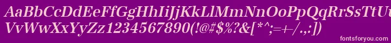 UrwantiquatmedextnarOblique Font – Pink Fonts on Purple Background
