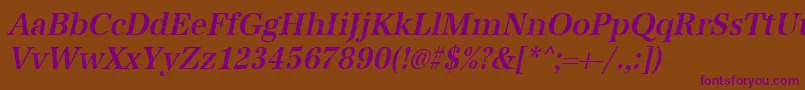 UrwantiquatmedextnarOblique Font – Purple Fonts on Brown Background