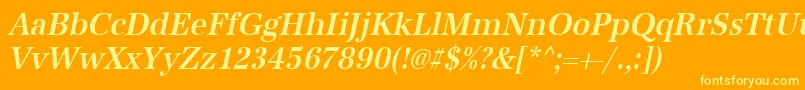 UrwantiquatmedextnarOblique Font – Yellow Fonts on Orange Background