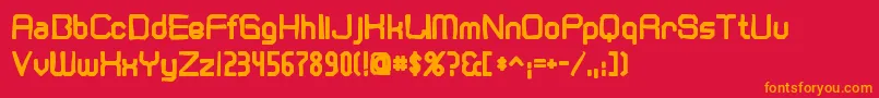 Cranberryginink-Schriftart – Orangefarbene Schriften auf rotem Hintergrund