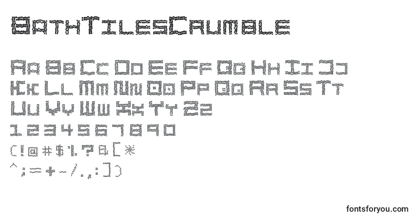 Schriftart BathTilesCrumble – Alphabet, Zahlen, spezielle Symbole