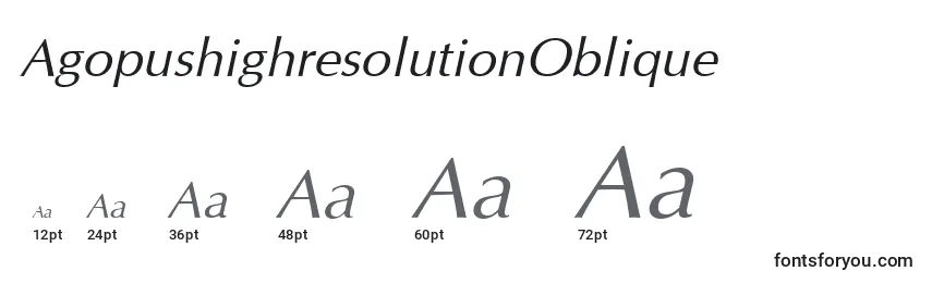 Размеры шрифта AgopushighresolutionOblique