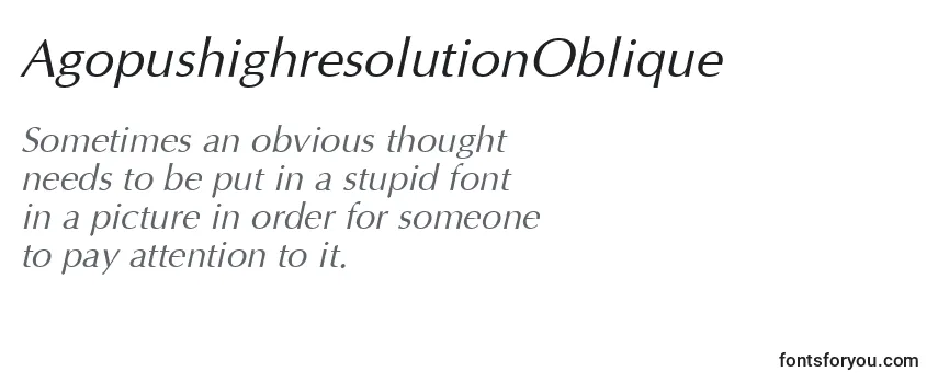 Review of the AgopushighresolutionOblique Font