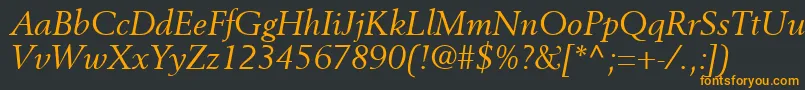CortexSsiItalic-Schriftart – Orangefarbene Schriften auf schwarzem Hintergrund