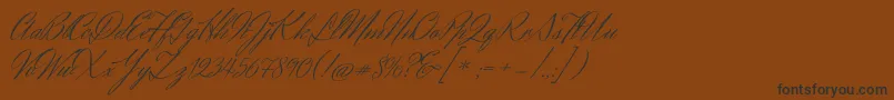 Więcej informacji o czcionce HerrVonMuellerhoff Czcionka HerrVonMuellerhoff – czarne czcionki na brązowym tle