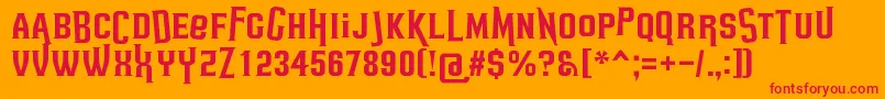 HeadsomeModif-Schriftart – Rote Schriften auf orangefarbenem Hintergrund