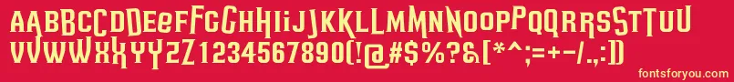 HeadsomeModif Font – Yellow Fonts on Red Background
