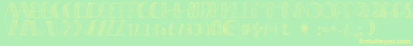 LР±neas2 Font – Yellow Fonts on Green Background