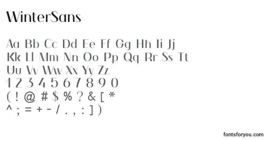 Schriftart WinterSans – Alphabet, Zahlen, spezielle Symbole
