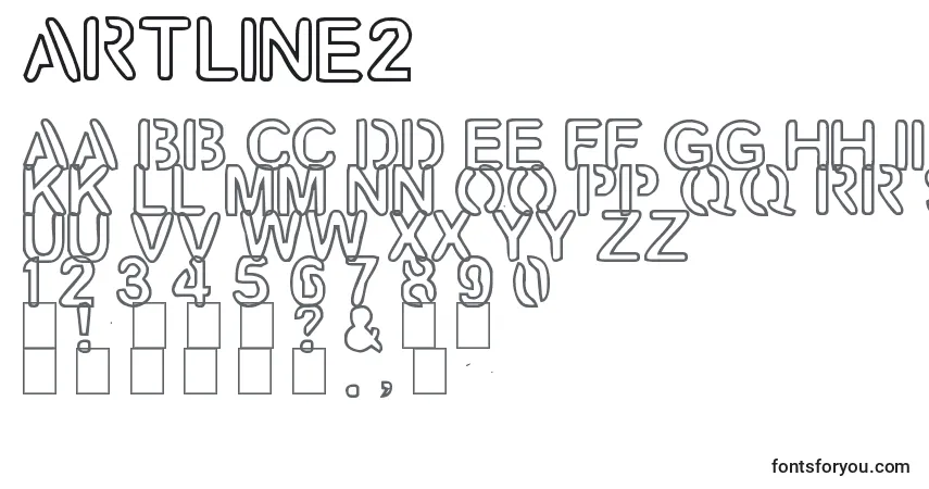 characters of artline2 font, letter of artline2 font, alphabet of  artline2 font