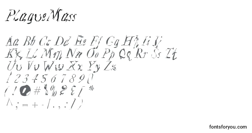 Czcionka PlagueMass – alfabet, cyfry, specjalne znaki