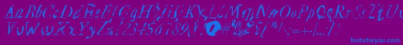 PlagueMass-Schriftart – Blaue Schriften auf violettem Hintergrund