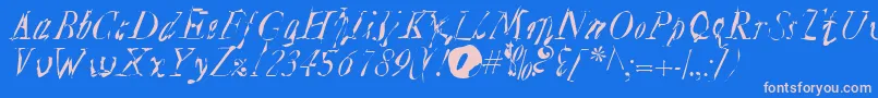 フォントPlagueMass – ピンクの文字、青い背景