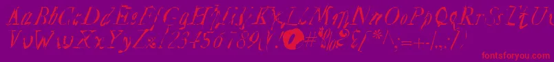 PlagueMass-Schriftart – Rote Schriften auf violettem Hintergrund