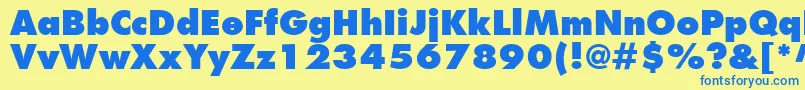 フォントFuturaLtExtraBold – 青い文字が黄色の背景にあります。