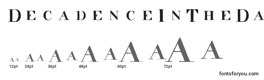 DecadenceInTheDark Font Sizes