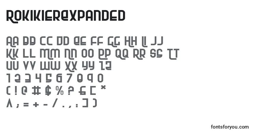 Schriftart RokikierExpanded – Alphabet, Zahlen, spezielle Symbole