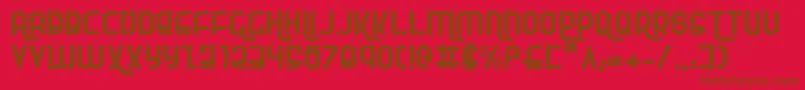 RokikierExpanded-Schriftart – Braune Schriften auf rotem Hintergrund