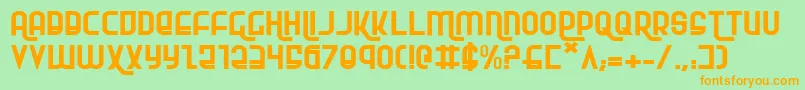 RokikierExpanded-Schriftart – Orangefarbene Schriften auf grünem Hintergrund