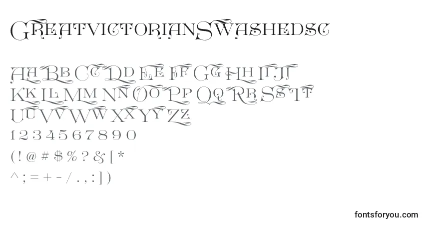 A fonte GreatvictorianSwashedsc – alfabeto, números, caracteres especiais
