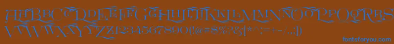 Czcionka GreatvictorianSwashedsc – niebieskie czcionki na brązowym tle