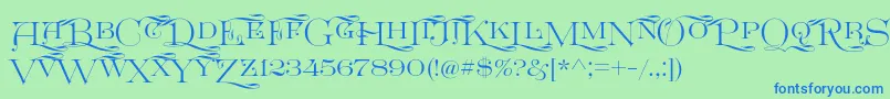 GreatvictorianSwashedsc Font – Blue Fonts on Green Background