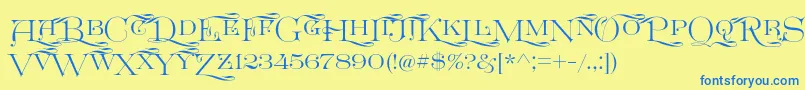 GreatvictorianSwashedsc Font – Blue Fonts on Yellow Background