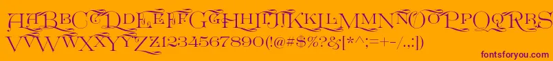 GreatvictorianSwashedsc-Schriftart – Violette Schriften auf orangefarbenem Hintergrund