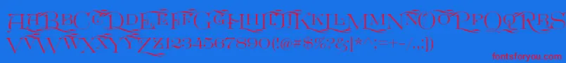GreatvictorianSwashedsc-Schriftart – Rote Schriften auf blauem Hintergrund
