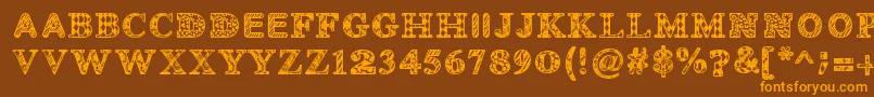 Weitere Informationen zur Monovirus-Schriftart Monovirus-Schriftart – Orangefarbene Schriften auf braunem Hintergrund