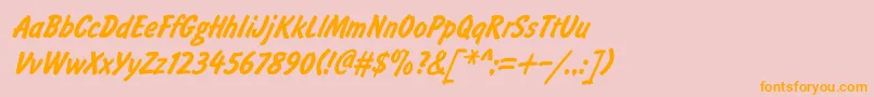 Brushty1-Schriftart – Orangefarbene Schriften auf rosa Hintergrund