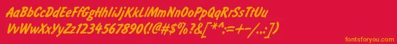 Brushty1 Font – Orange Fonts on Red Background