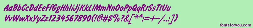 Brushty1 Font – Purple Fonts on Green Background