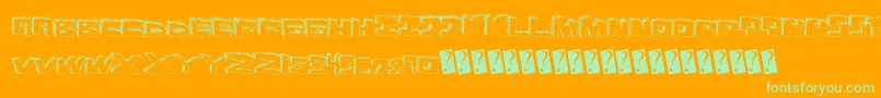 Durhshapes-Schriftart – Grüne Schriften auf orangefarbenem Hintergrund
