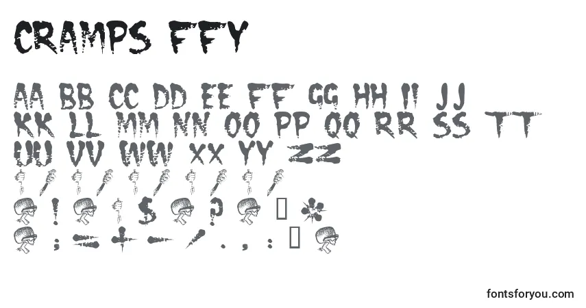 Schriftart Cramps ffy – Alphabet, Zahlen, spezielle Symbole
