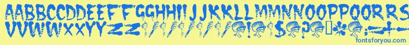 Cramps ffy Font – Blue Fonts on Yellow Background