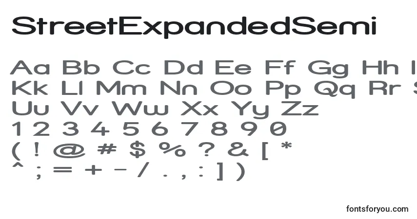 Шрифт StreetExpandedSemi – алфавит, цифры, специальные символы