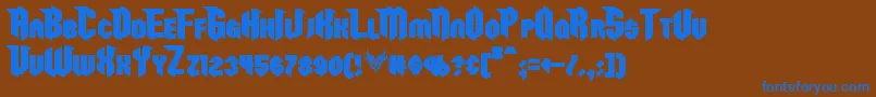 Weitere Informationen zur RazorclawBold-Schriftart RazorclawBold-Schriftart – Blaue Schriften auf braunem Hintergrund