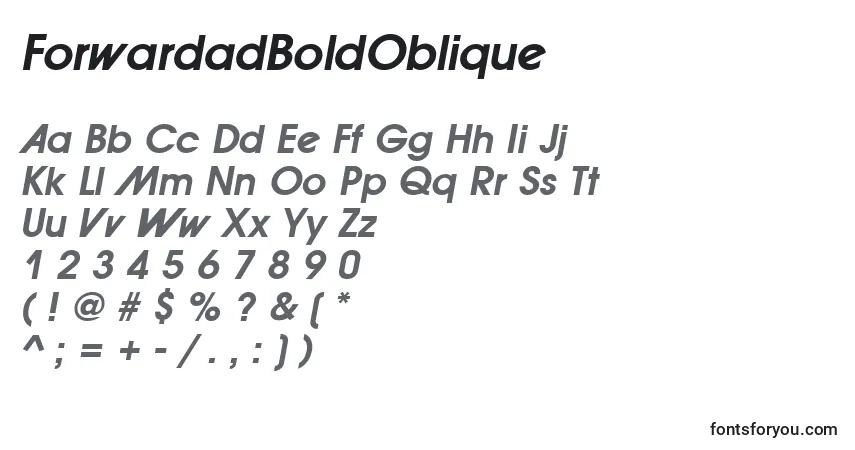 Czcionka ForwardadBoldOblique – alfabet, cyfry, specjalne znaki