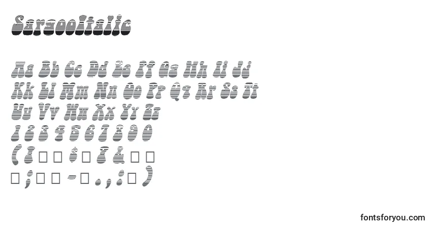 Шрифт SargooItalic – алфавит, цифры, специальные символы
