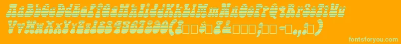 SargooItalic-Schriftart – Grüne Schriften auf orangefarbenem Hintergrund