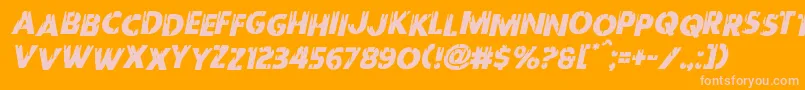 Redundeadstaggeredital Font – Pink Fonts on Orange Background