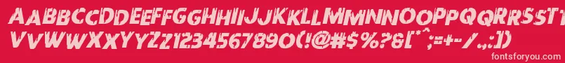 Redundeadstaggeredital Font – Pink Fonts on Red Background