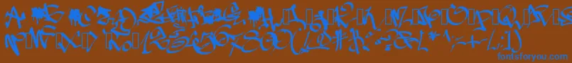 Pwgraffiti Font – Blue Fonts on Brown Background