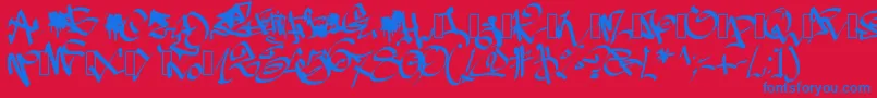 Pwgraffiti Font – Blue Fonts on Red Background